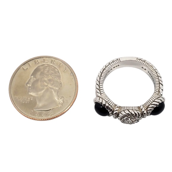 Judith Ripka Sterling Silver Onyx and CZ Ring Size 7 #21032 - Picture 9 of 11